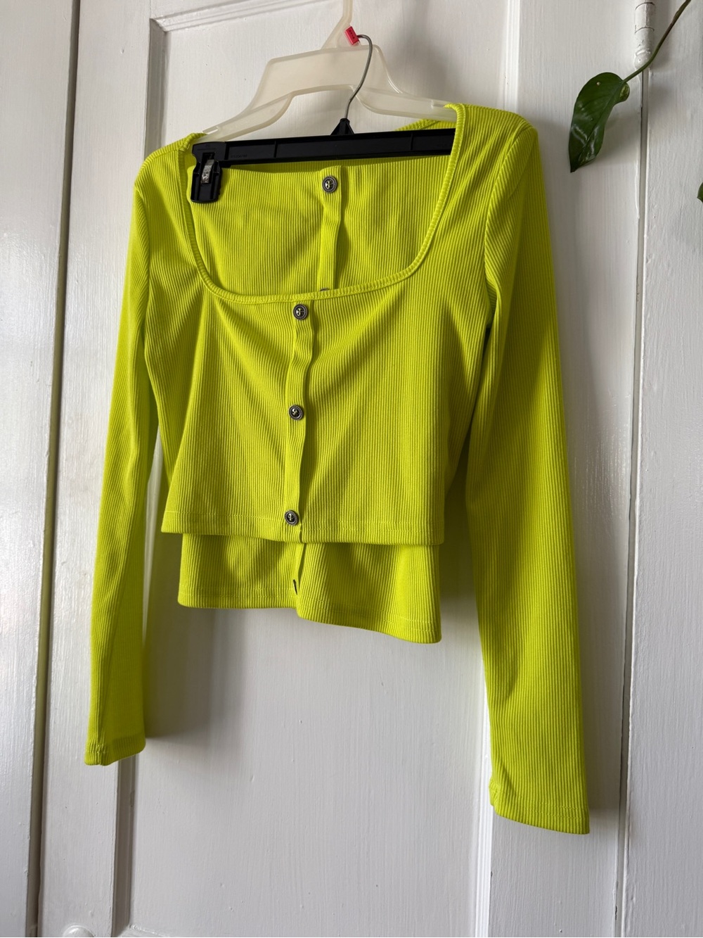 Women’s Neon Lime Long Sleeve Button-Front Top & matching skirt set - Picture 2 of 8